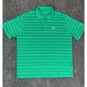 Nike Golf Polo Shirt Mens XL Green Dri-FIT Torrey Pines Striped Performance